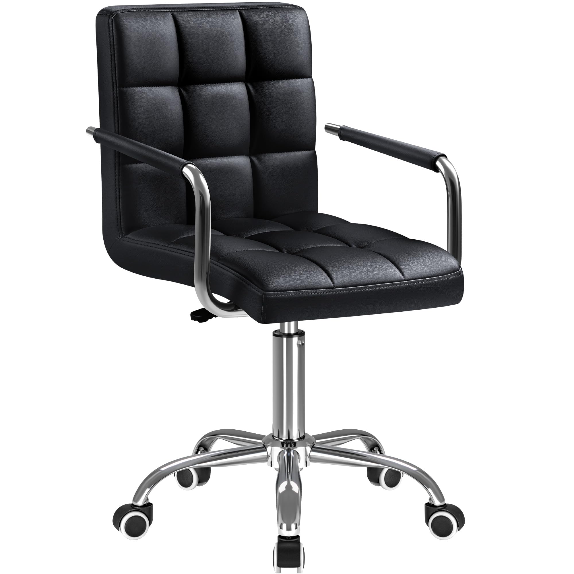 Leather Desk Pad - Black PU Leather Swivel Office Chair
