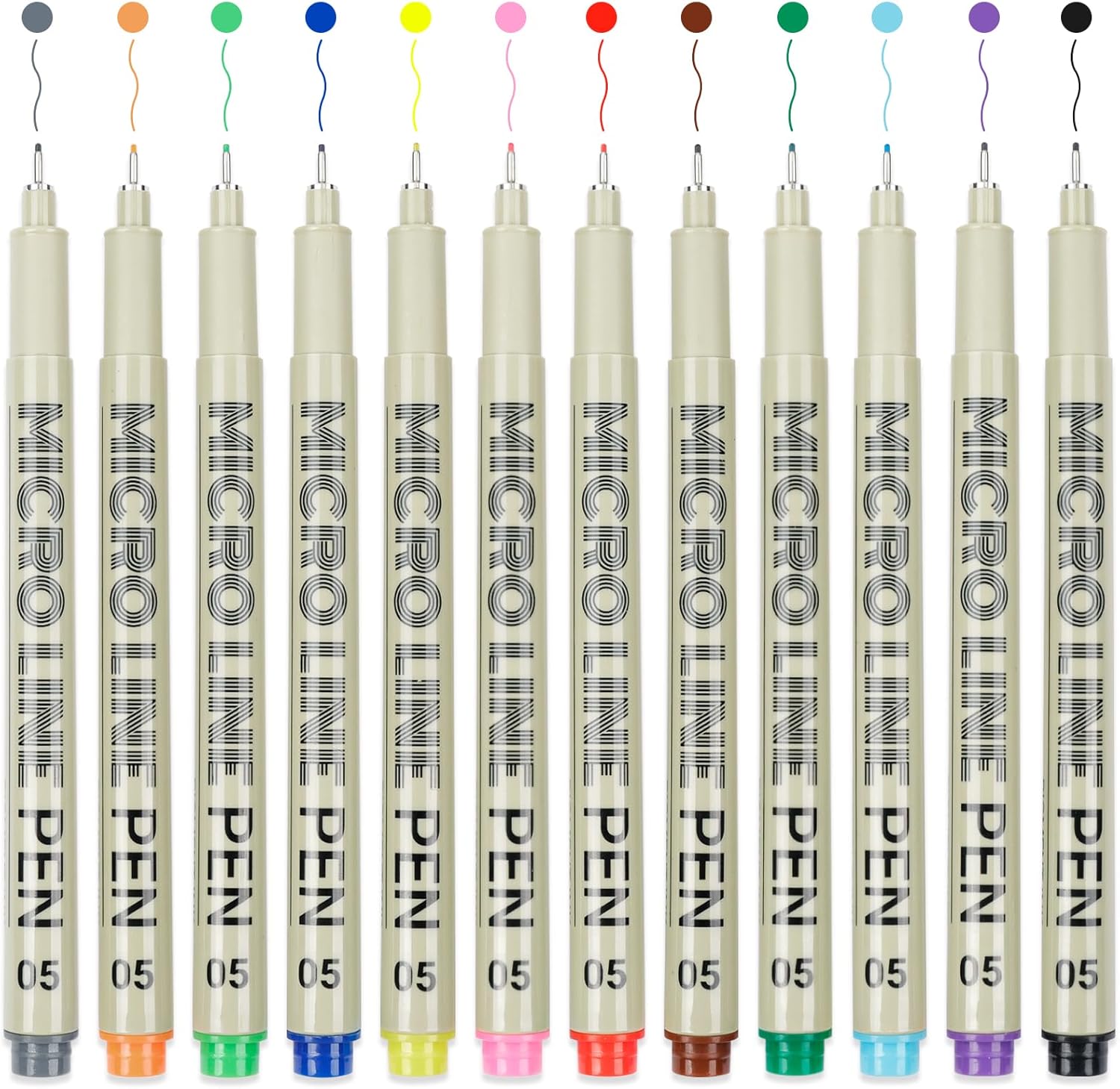 Archive Box Set - 12 Colored Micro Pens 0.5mm, Fine