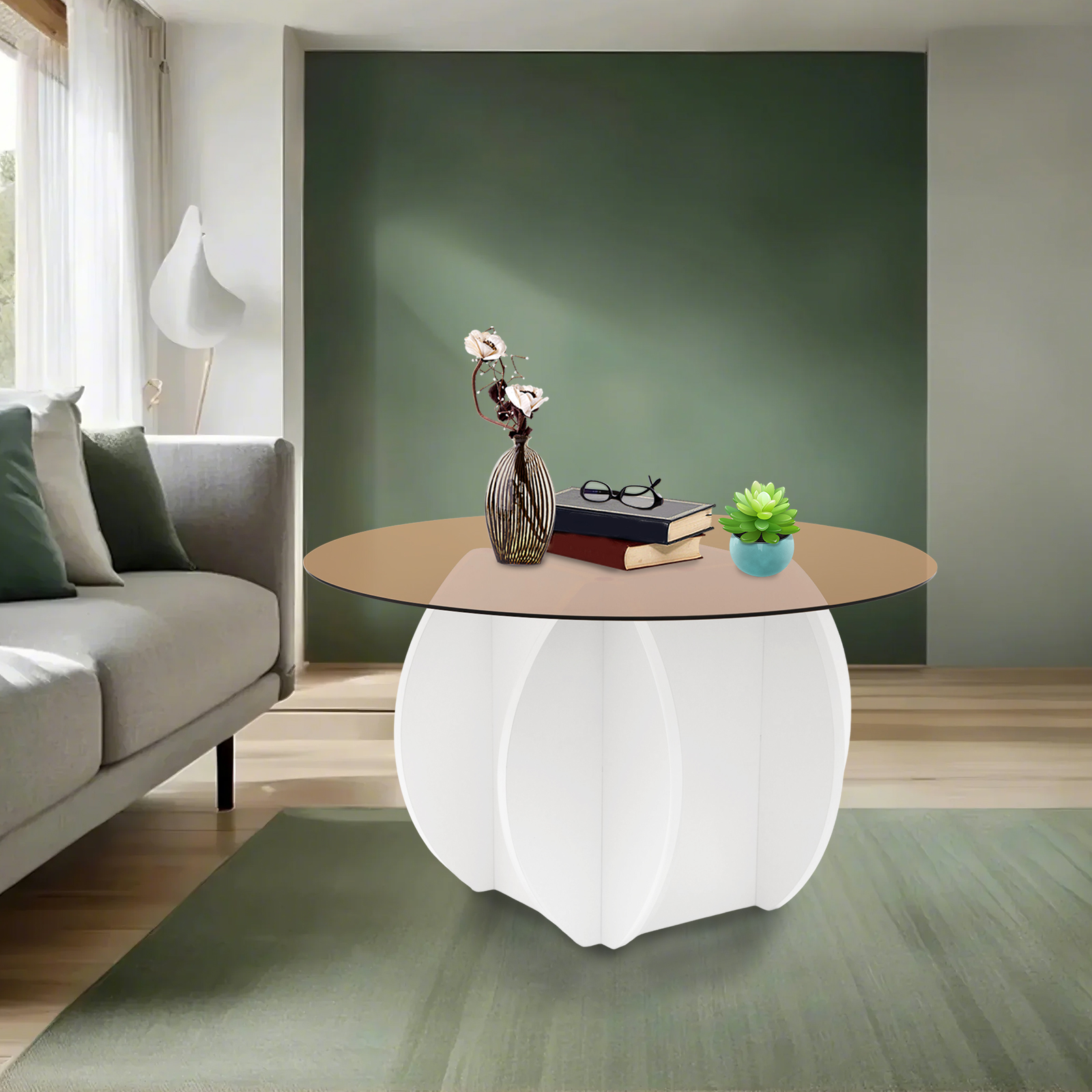 Modern Round Coffee Table 27.6 - Book Weight Glass ulasan dan harga