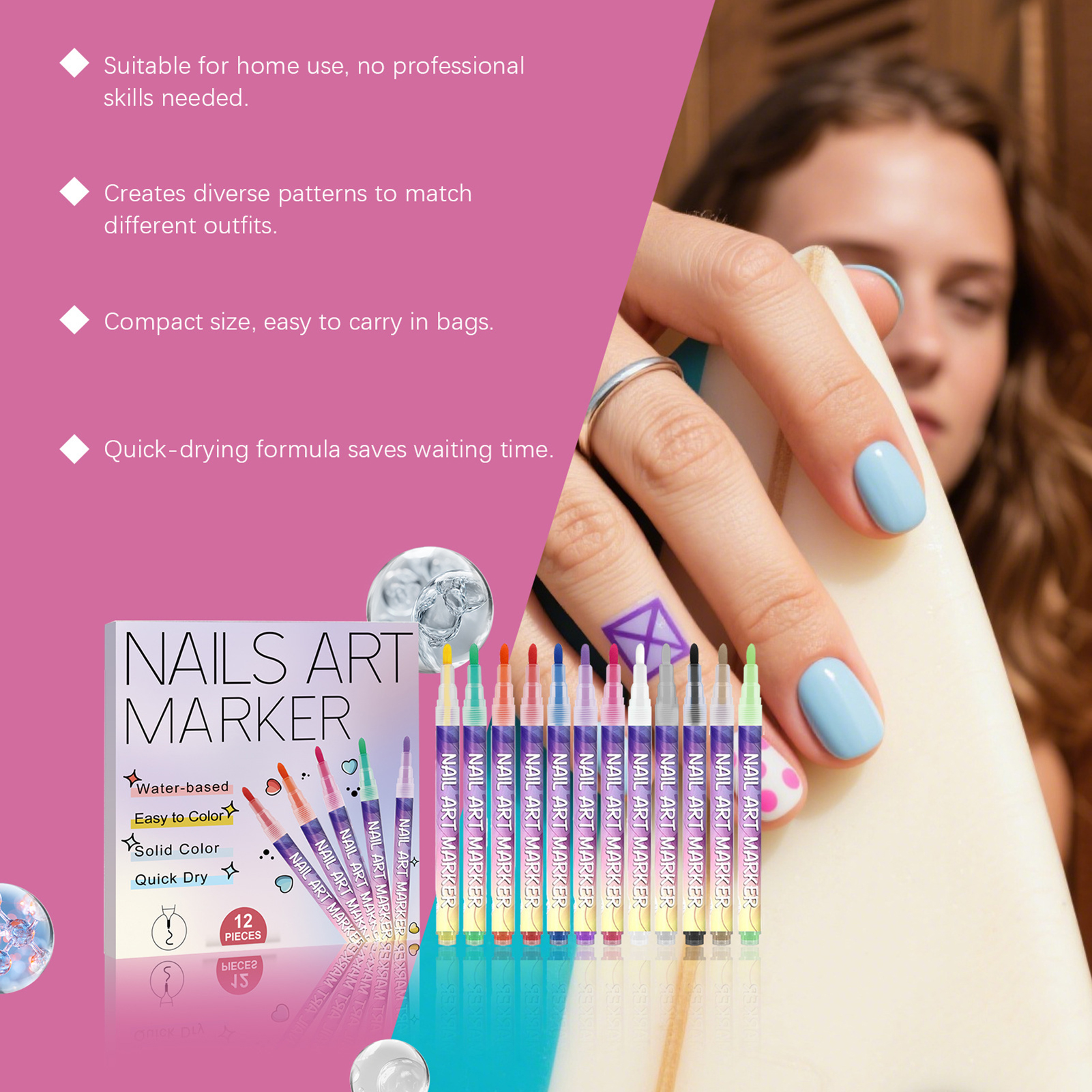 12Pcs Nail Art Pens With Fine  - Correction Pen Fine ulasan dan harga