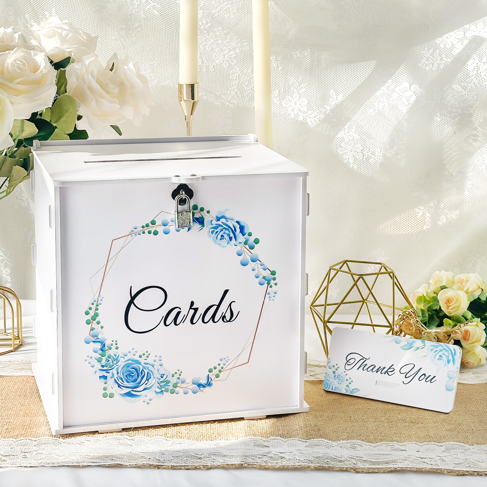 White Wedding Card Box with Lo - Card Index Box ulasan dan harga