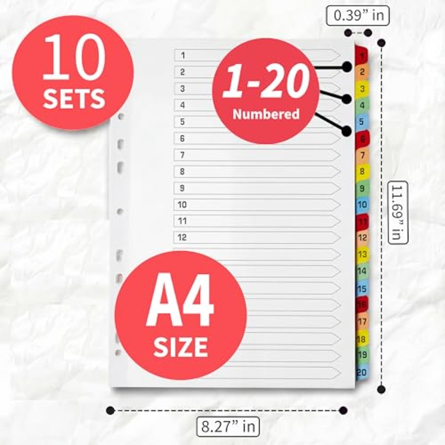 Binder Dividers with Tabs -20  - Tab Divider A4 ulasan dan harga
