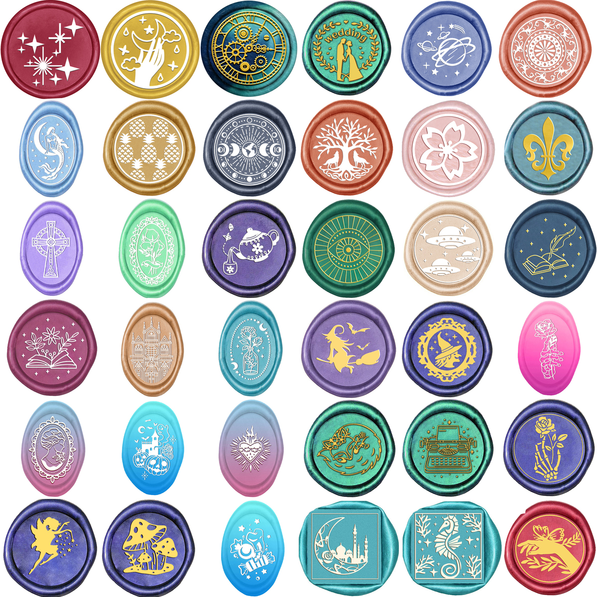 1pc Oval/Round/Square Mixed Wa - Wax Seal Stamp Set ulasan dan harga
