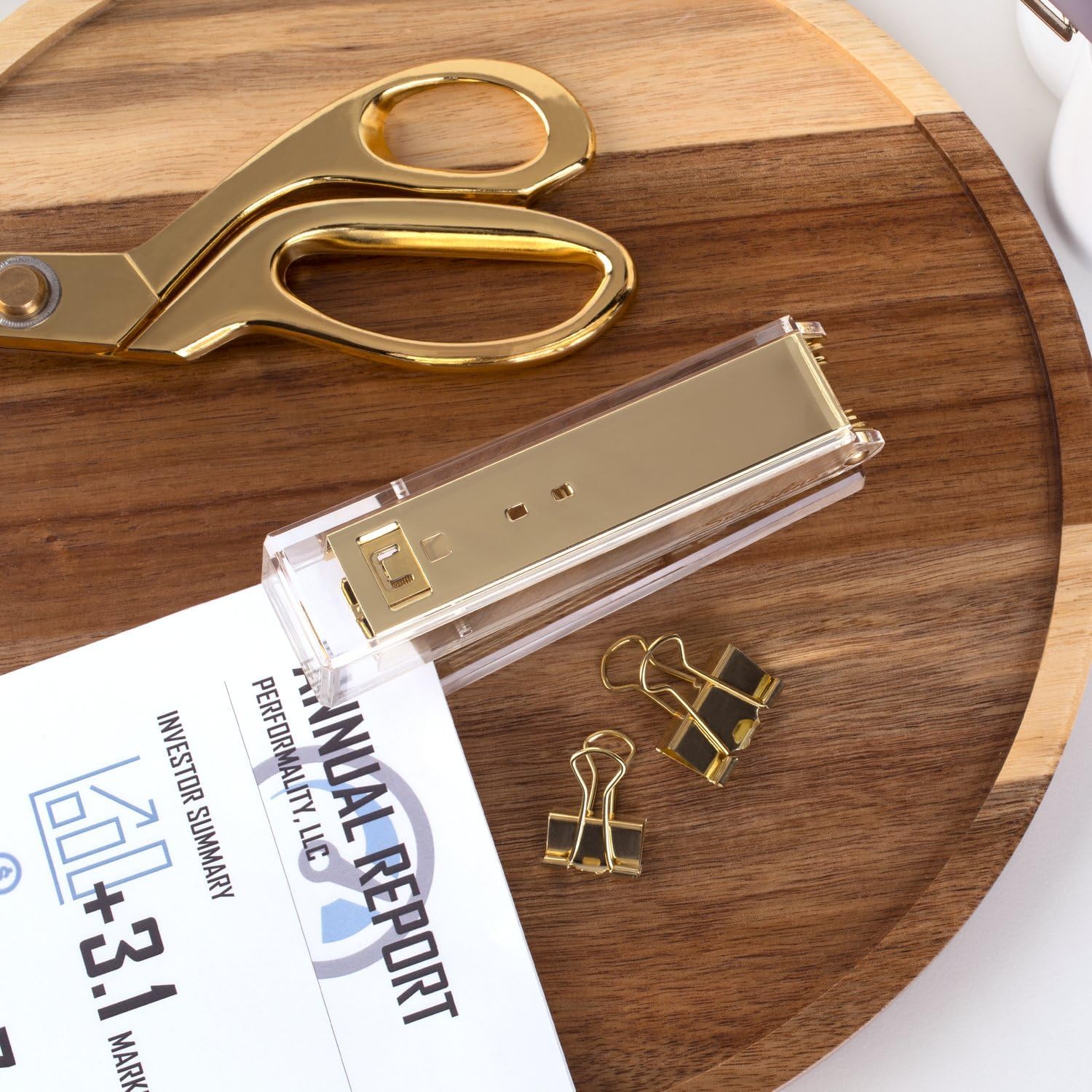 Compact Acrylic Gold Stapler,  - Stapler Half Strip ulasan dan harga