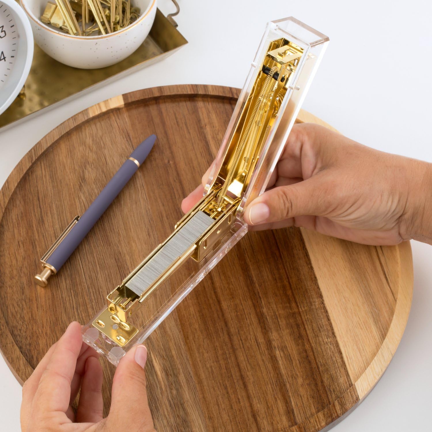 Compact Acrylic Gold Stapler,  - Stapler Half Strip ulasan dan harga