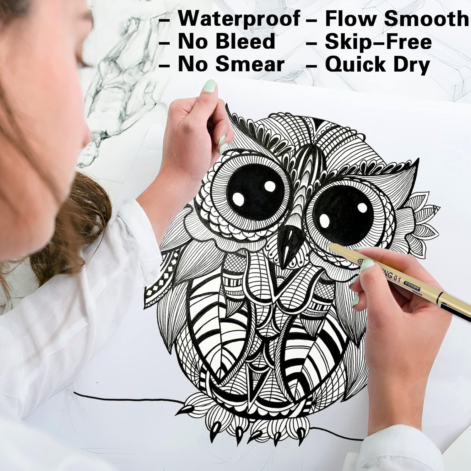 12 Black Fine Line Drawing Pen - Archive Box Set ulasan dan harga