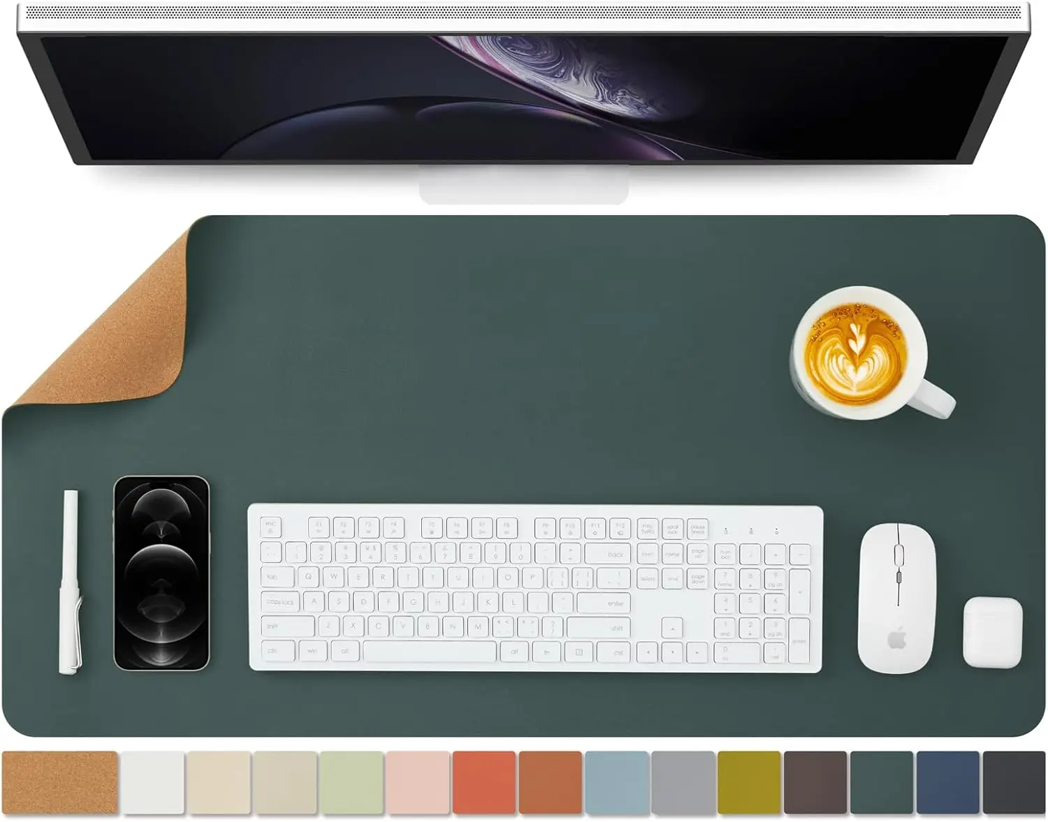 Cork Desk Mat Dual-Sided Desk  - Leather Desk Pad ulasan dan harga