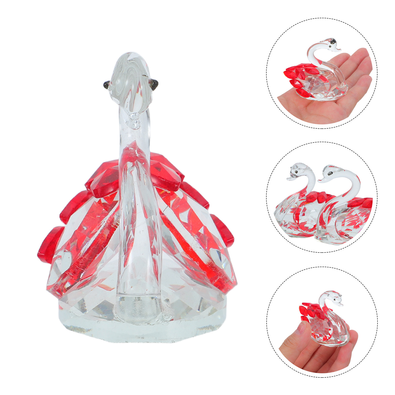 2Pcs Crystal Swan Decor Lover  - Paper Weight Crystal ulasan dan harga