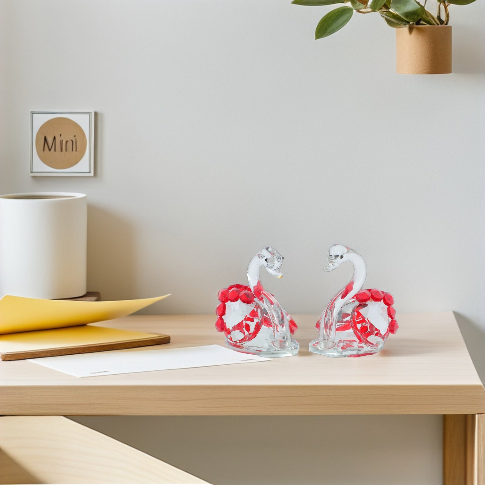 2Pcs Crystal Swan Decor Lover  - Paper Weight Crystal ulasan dan harga