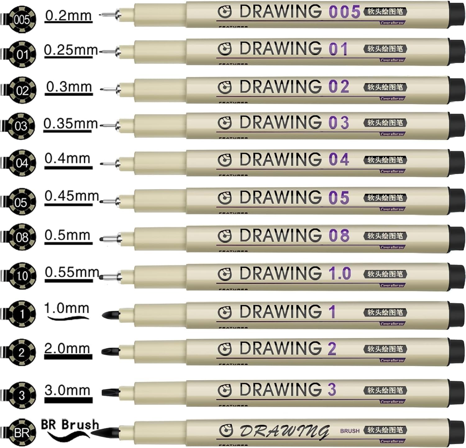 12 Black Micro Fineliner Drawi - Archive Box Set ulasan dan harga