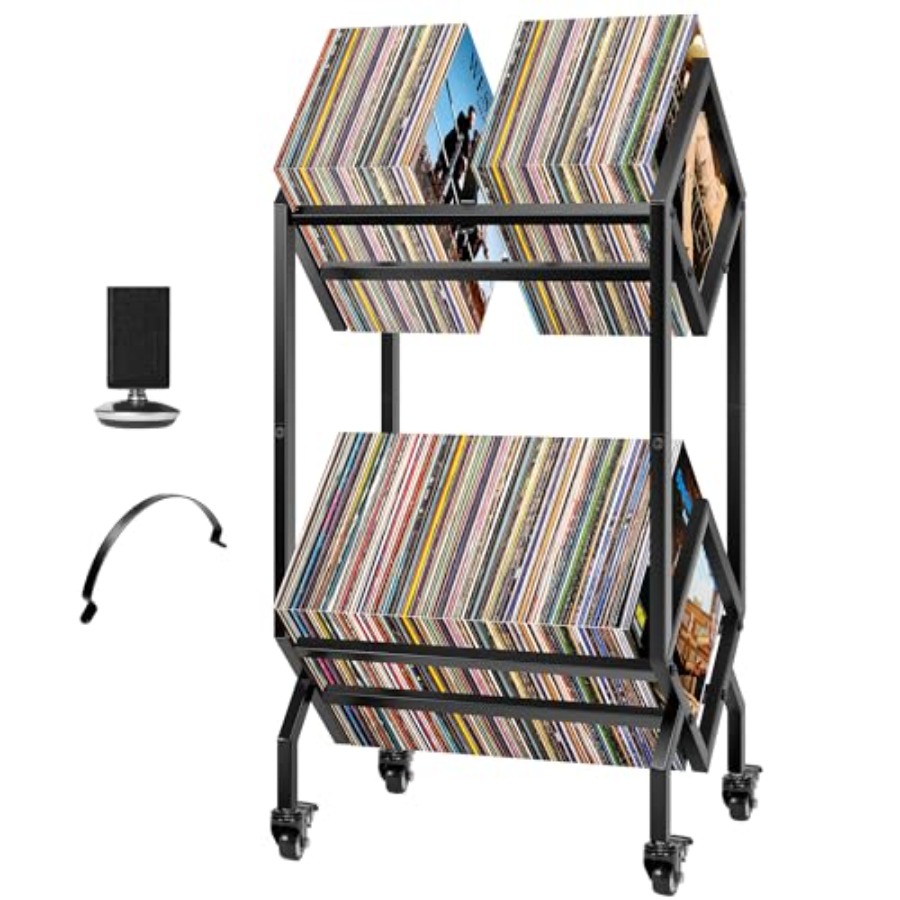 Vinyl Record Storage Rack, 2 T - Magazine Holder Rack ulasan dan harga