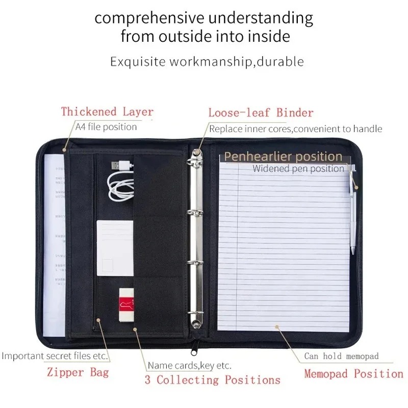 Large Black Business Portfolio - Binder A4 Lever ulasan dan harga