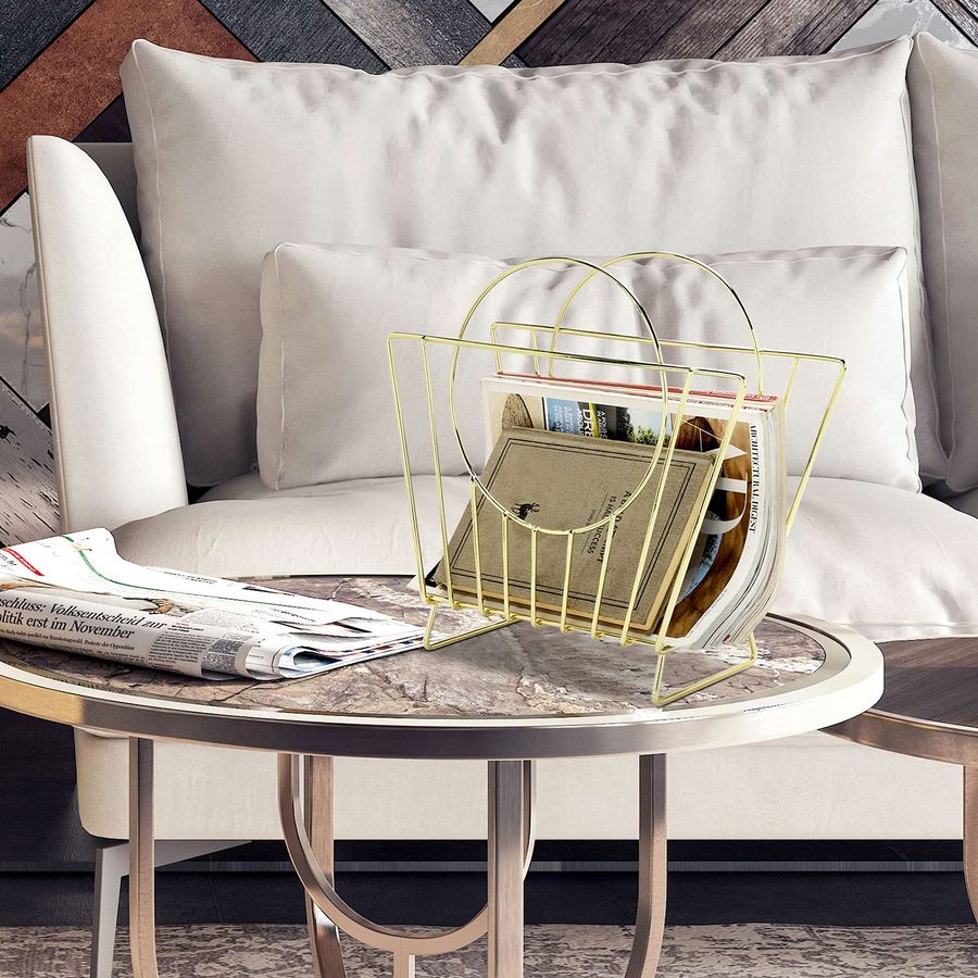 MidCentury Brass Plated Metal  - Magazine Holder Rack ulasan dan harga