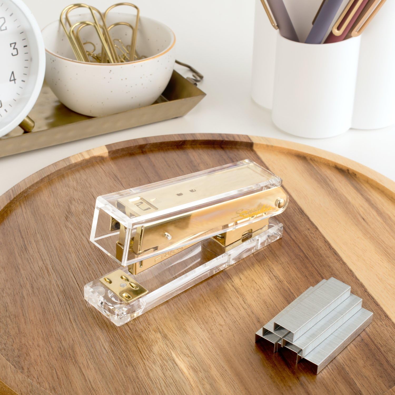 Clear Acrylic Gold Stapler for - Stapler Half Strip ulasan dan harga