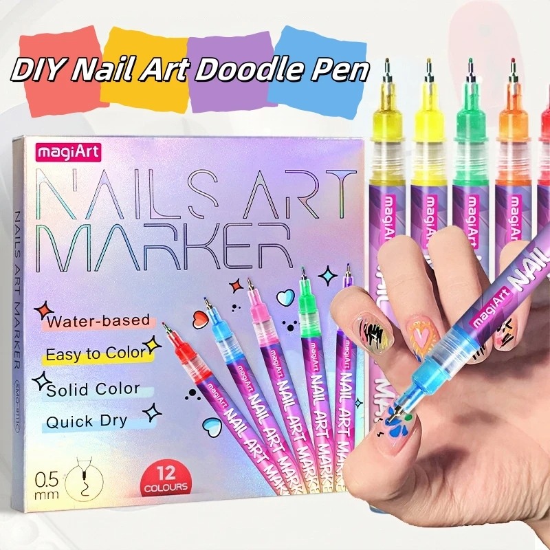 12Pcs/Set Multicolor Nail Art  - Correction Pen Fine ulasan dan harga