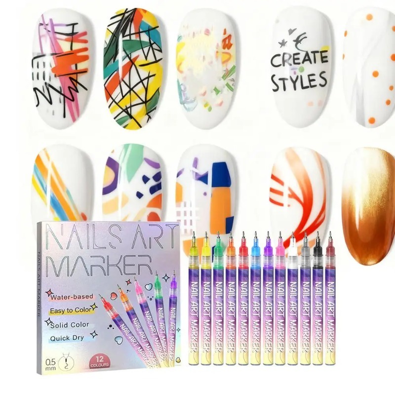 12Pcs/Set Multicolor Nail Art  - Correction Pen Fine ulasan dan harga