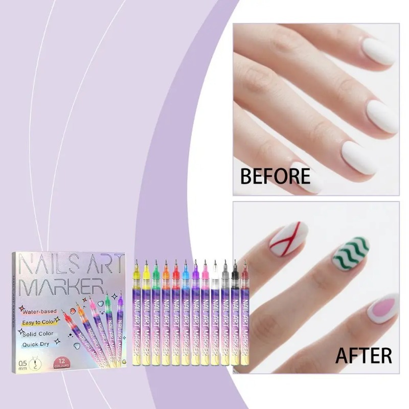 12Pcs/Set Multicolor Nail Art  - Correction Pen Fine ulasan dan harga