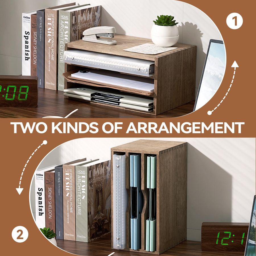 Wooden Desktop Organizer Paper - Magazine Holder Rack ulasan dan harga