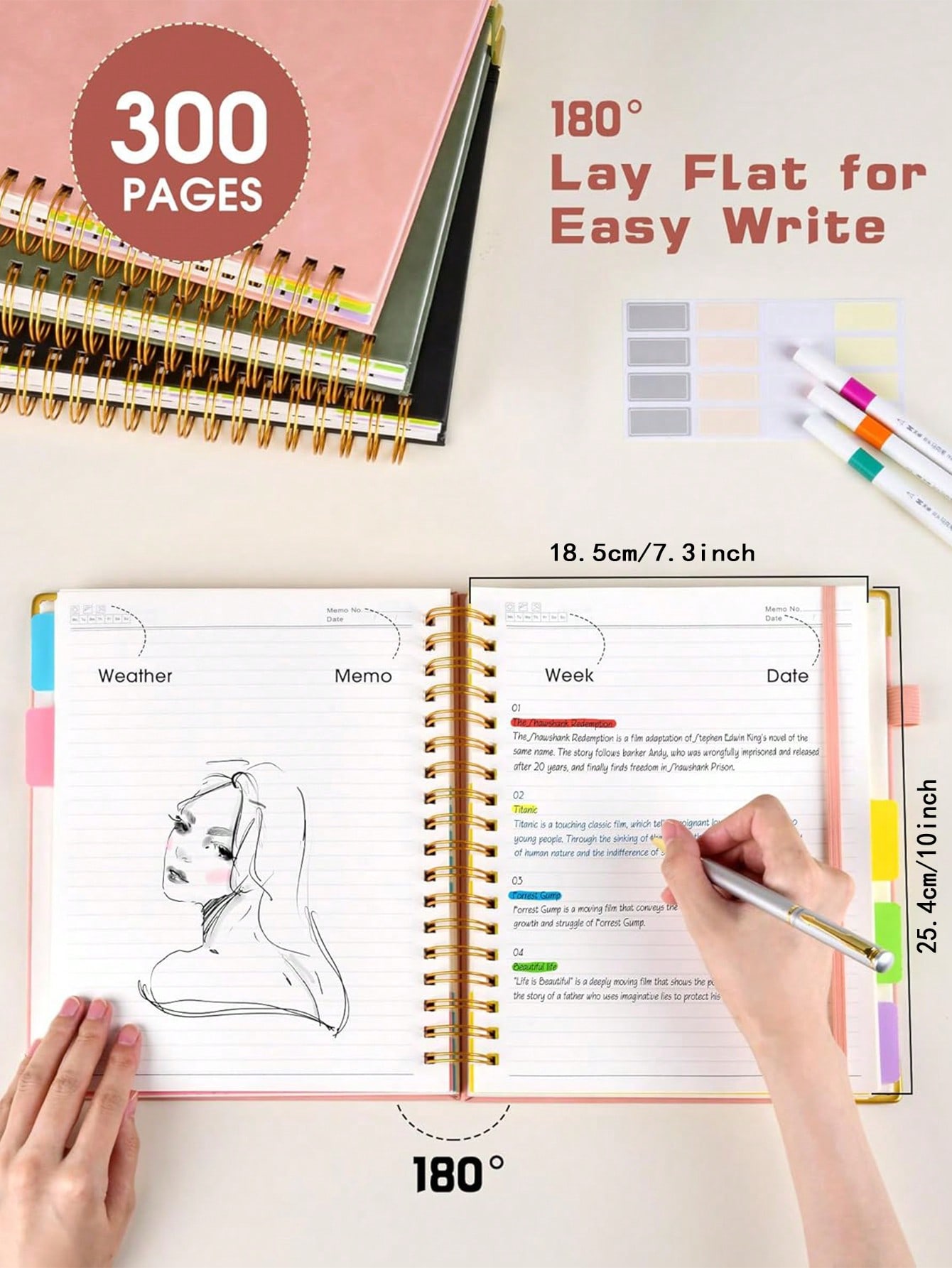 1PC Hardcover Spiral Notebook  - Tab Divider A4 ulasan dan harga