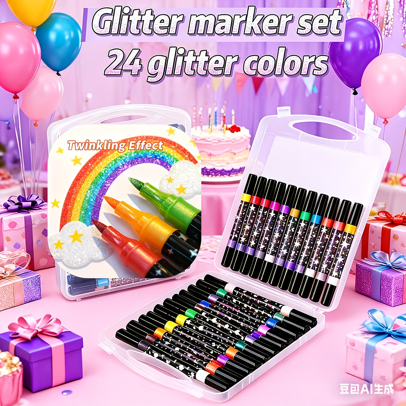 24 Colors Double Head Glitter  - Correction Pen Fine ulasan dan harga